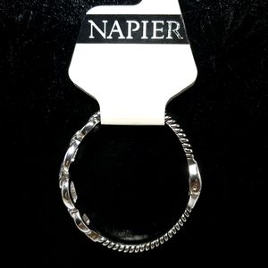 Vintage Napier Womens Silver Tone Princess Diana Style Wedding Bracelet Mom Gift